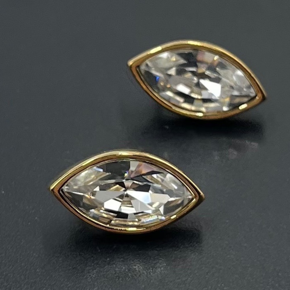 Swarovski Harley Gold-Plated and Marquise Faceted Bezel Crystal Pierced Earrings